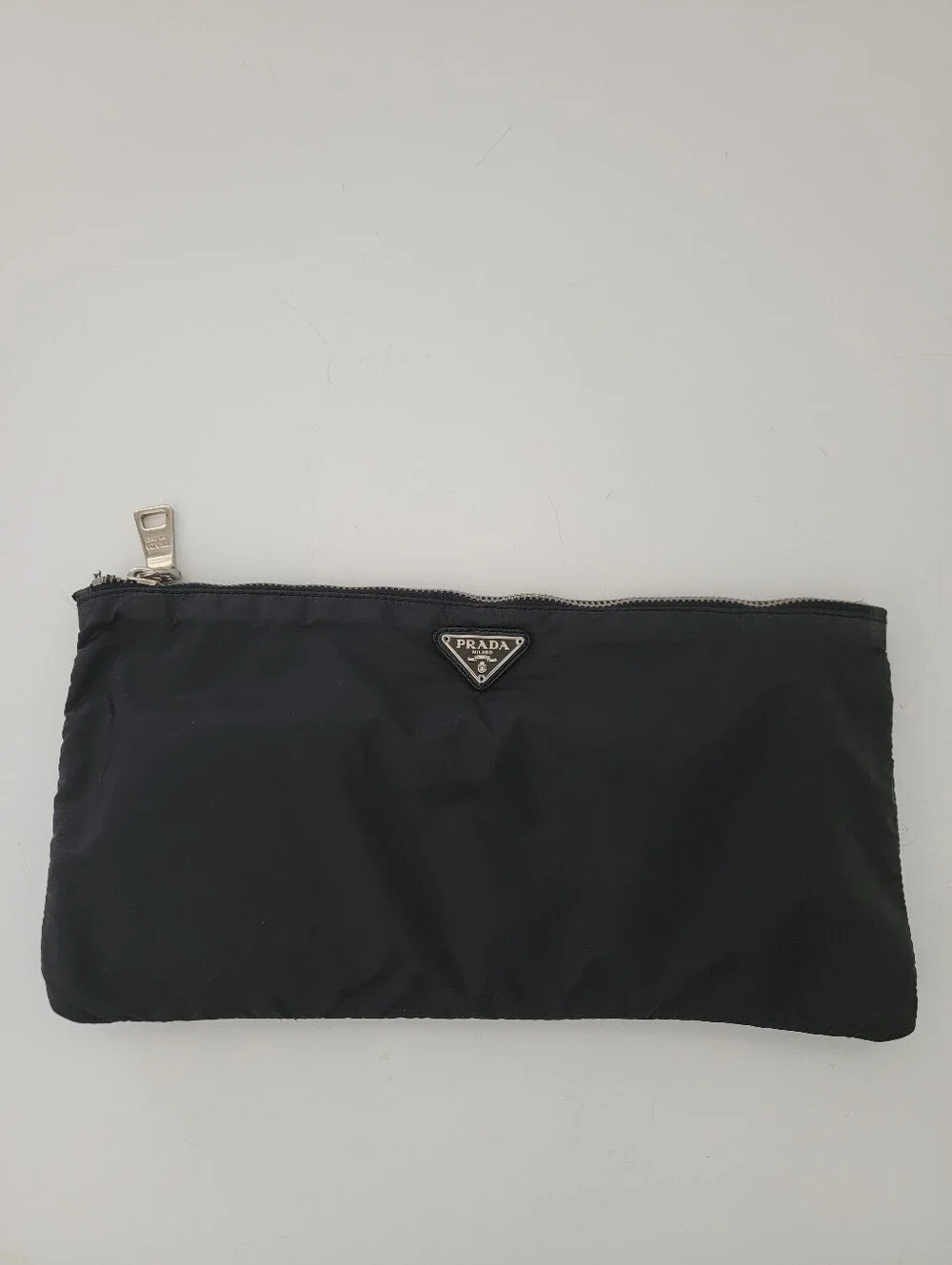 Prada Black Tessuto Nylon Zip Cosmetic Pouch